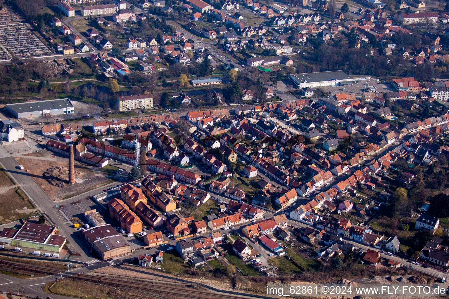 Bischwiller dans le département Bas Rhin, France vue du ciel