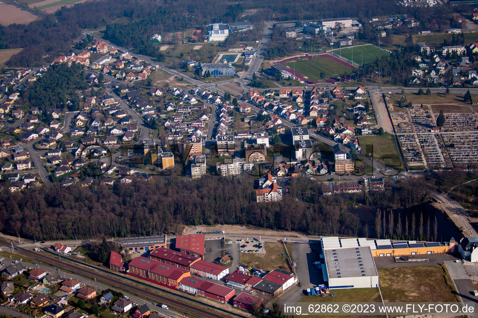 Enregistrement par drone de Bischwiller dans le département Bas Rhin, France