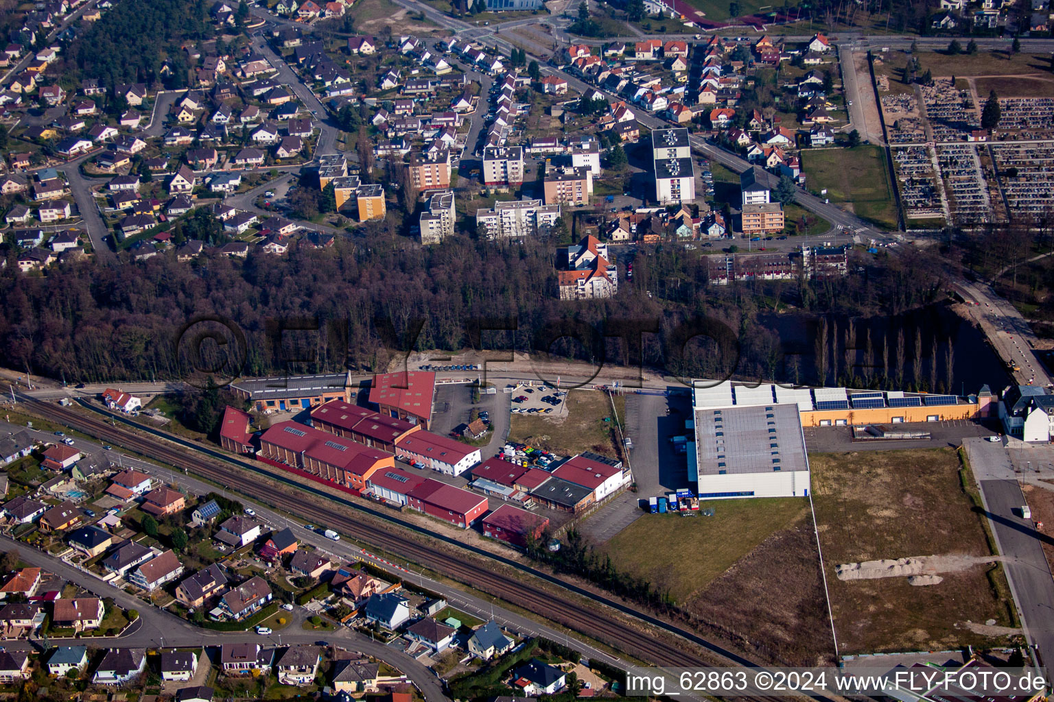 Image drone de Bischwiller dans le département Bas Rhin, France