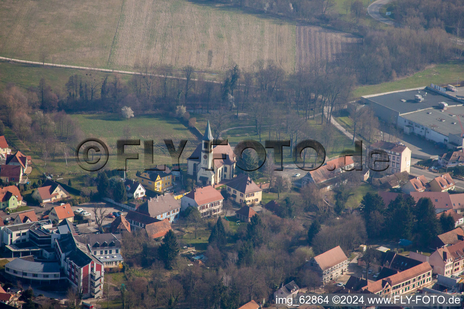 Bischwiller dans le département Bas Rhin, France du point de vue du drone