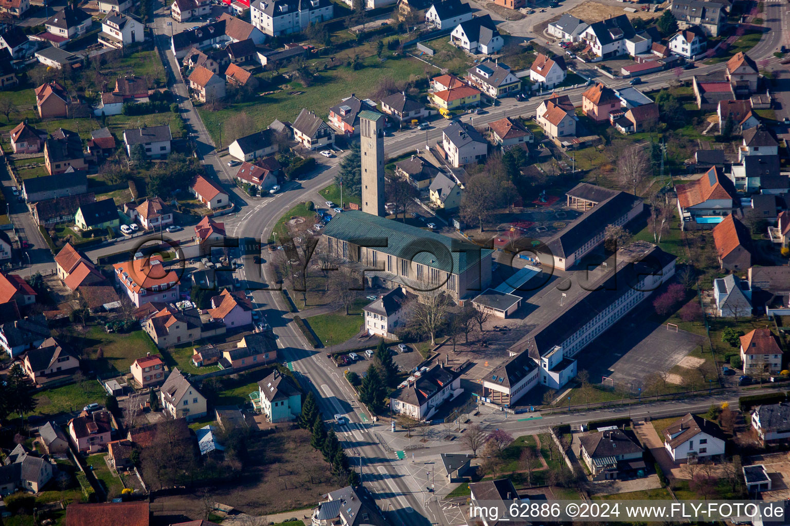 Gambsheim dans le département Bas Rhin, France vue d'en haut