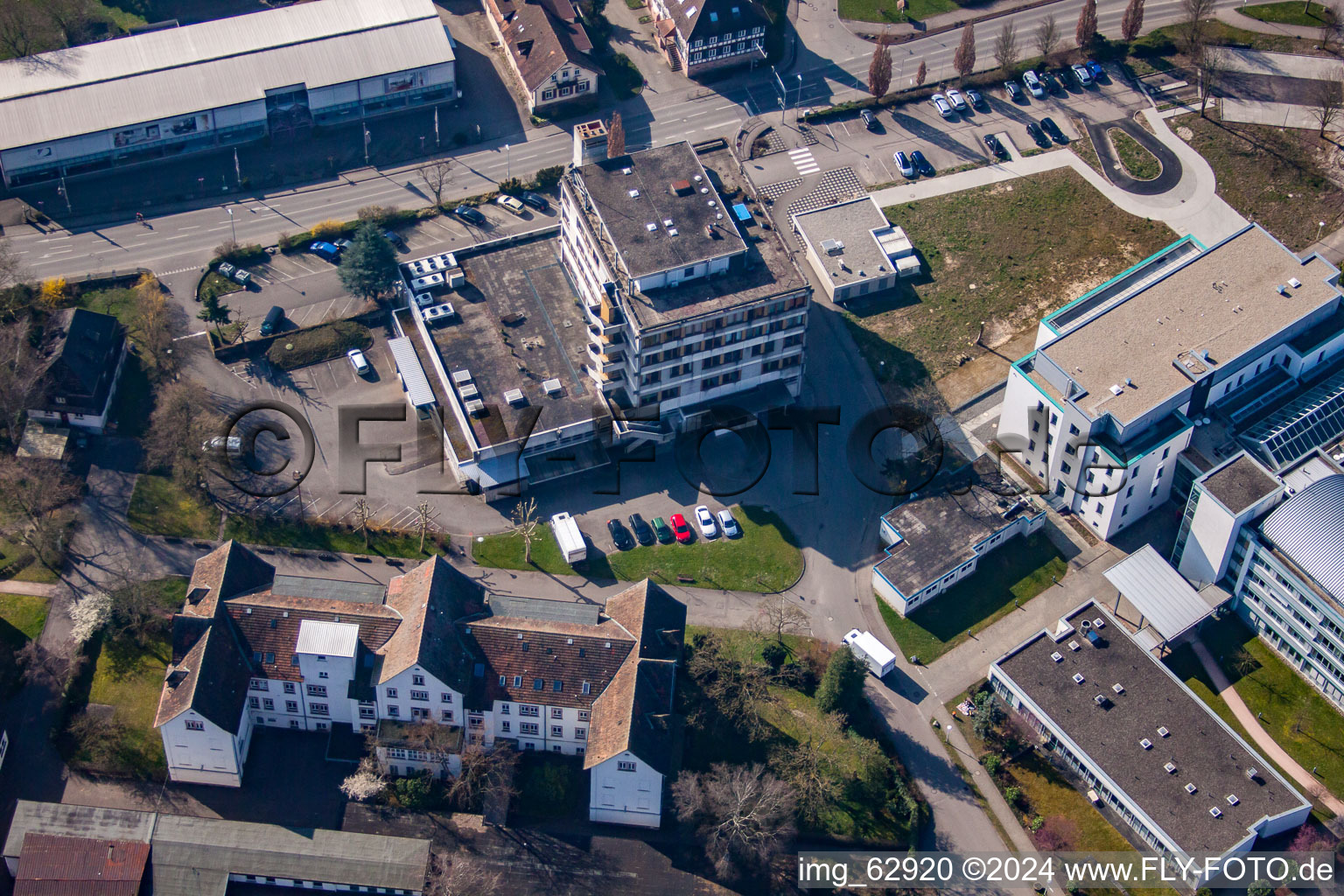 Vue oblique de Centre d'épilepsie Kork à le quartier Kork in Kehl dans le département Bade-Wurtemberg, Allemagne