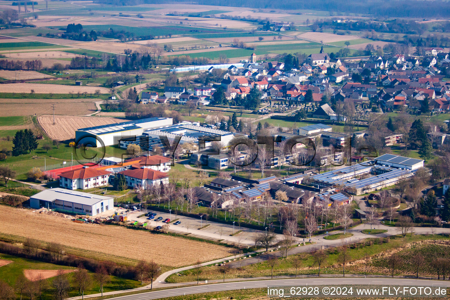 Vue aérienne de Association scolaire d'Oberlin à le quartier Kork in Kehl dans le département Bade-Wurtemberg, Allemagne