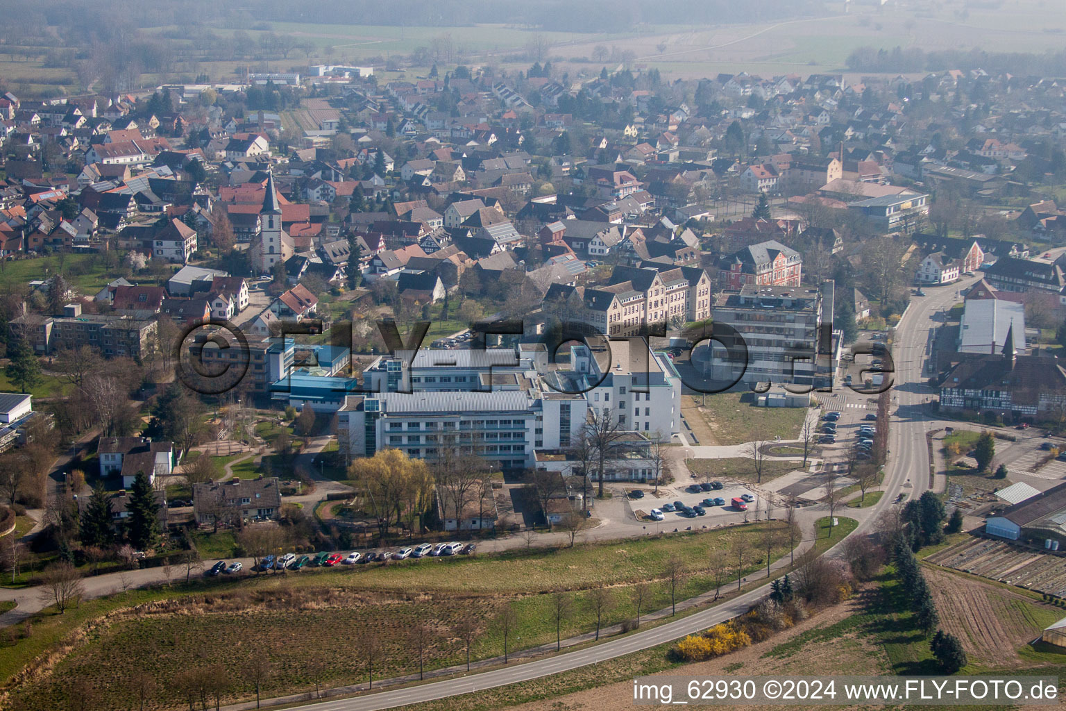 Vue aérienne de Terrain de l'hôpital du Centre d'Épilepsie Kork à le quartier Kork in Kehl dans le département Bade-Wurtemberg, Allemagne