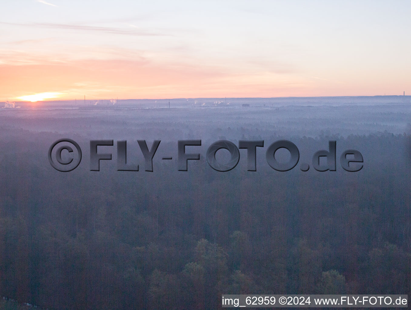 Vue d'oiseau de Vallée d'Otterbachtal à Minfeld dans le département Rhénanie-Palatinat, Allemagne