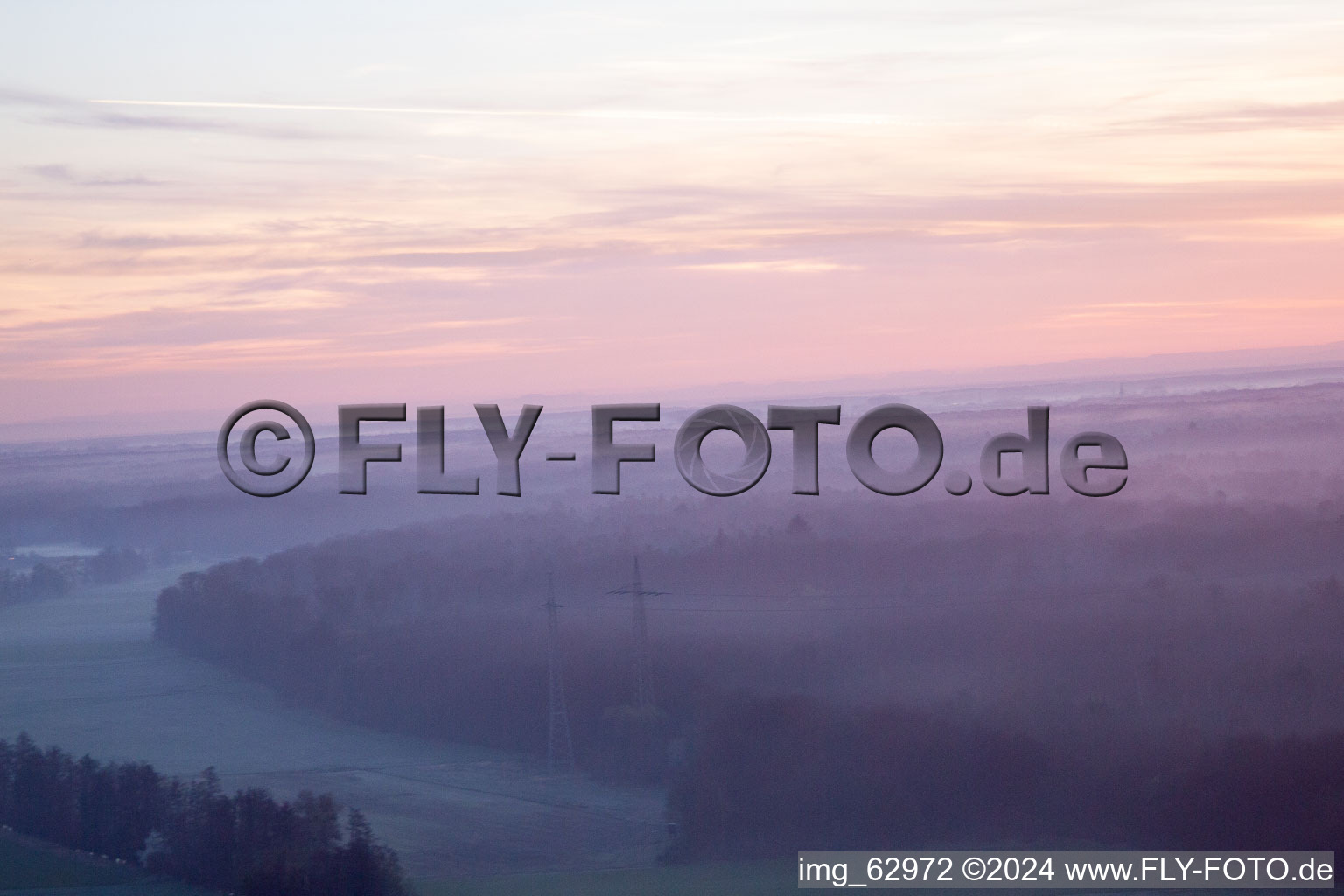 Vallée d'Otterbachtal à Minfeld dans le département Rhénanie-Palatinat, Allemagne vue d'en haut