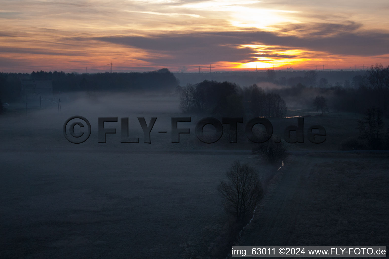 Vue oblique de Vallée d'Otterbachtal à Minfeld dans le département Rhénanie-Palatinat, Allemagne