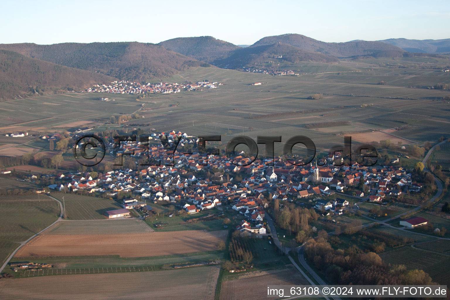 Vue aérienne de Göcklingen dans le département Rhénanie-Palatinat, Allemagne