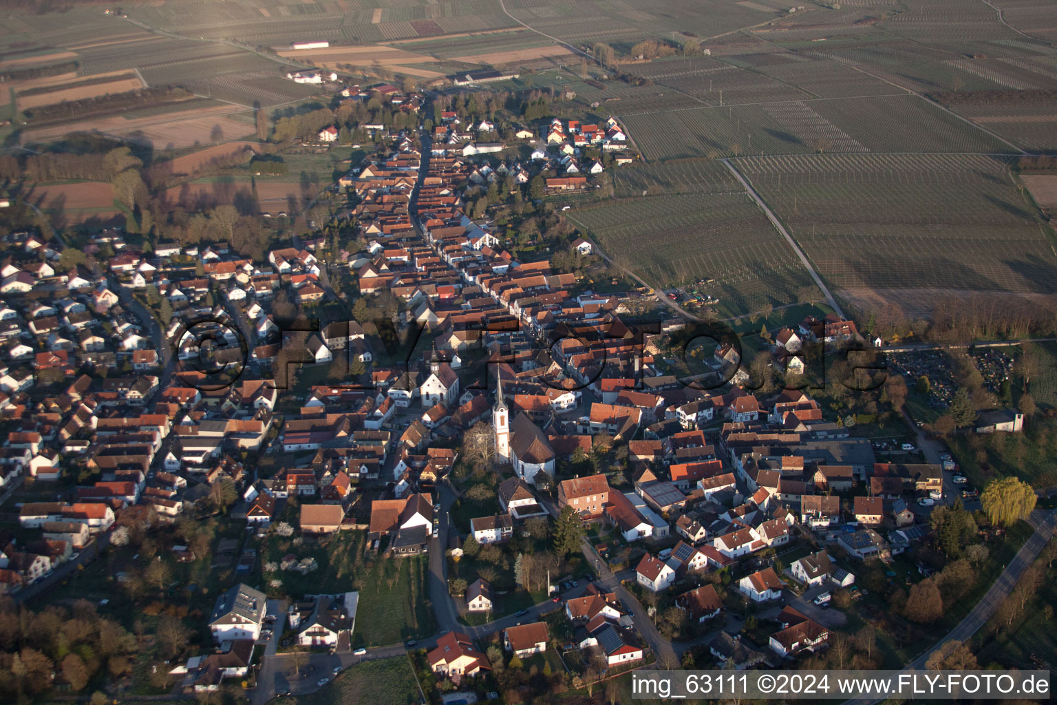 Photographie aérienne de Göcklingen dans le département Rhénanie-Palatinat, Allemagne