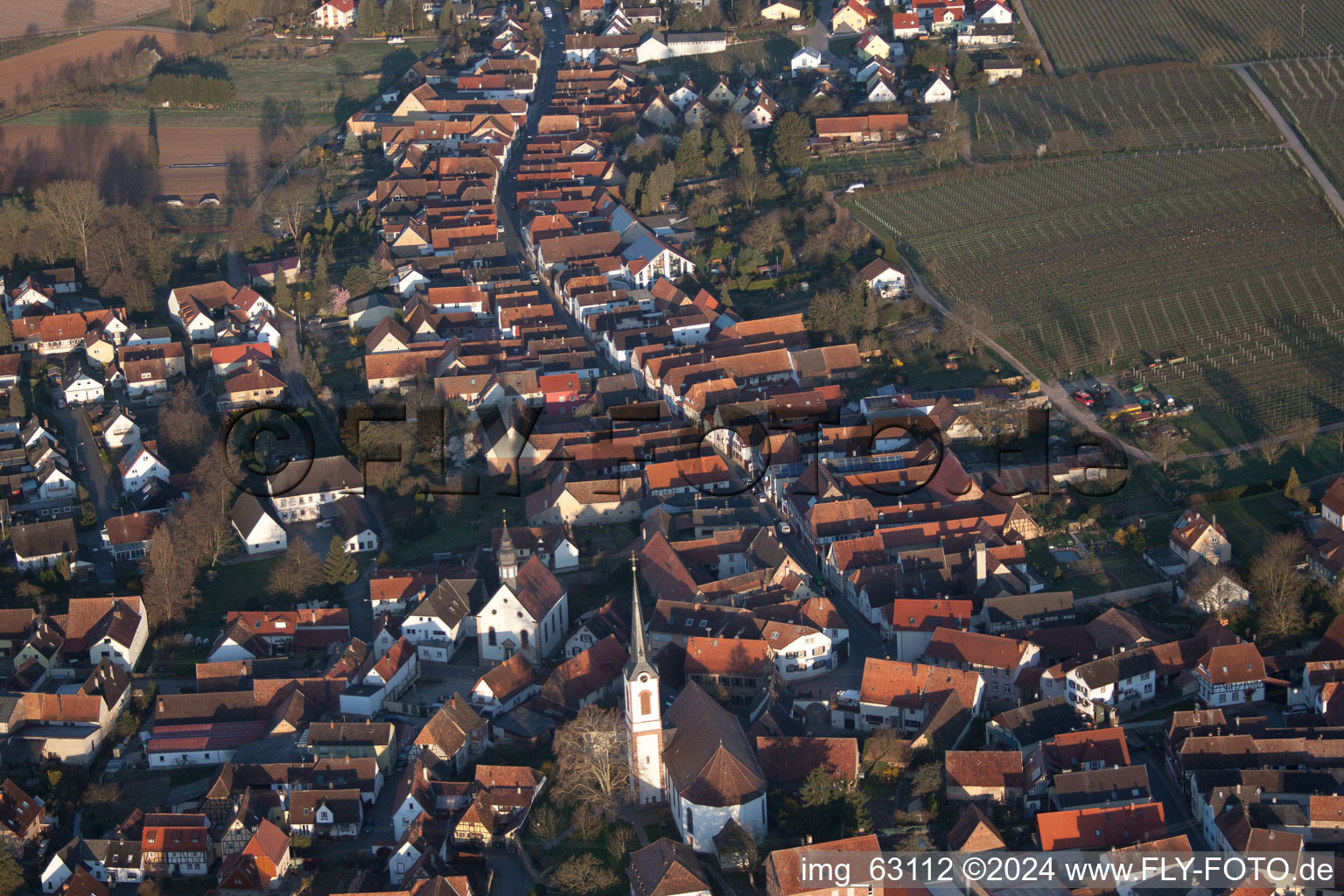 Vue oblique de Göcklingen dans le département Rhénanie-Palatinat, Allemagne