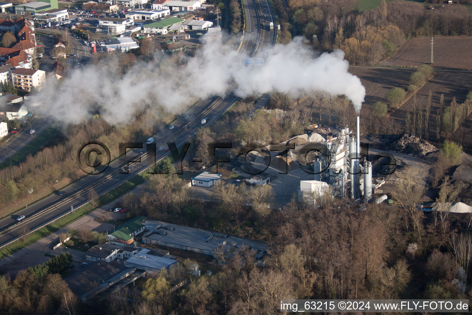 Vue oblique de Centrale d'asphalte à Landau in der Pfalz dans le département Rhénanie-Palatinat, Allemagne