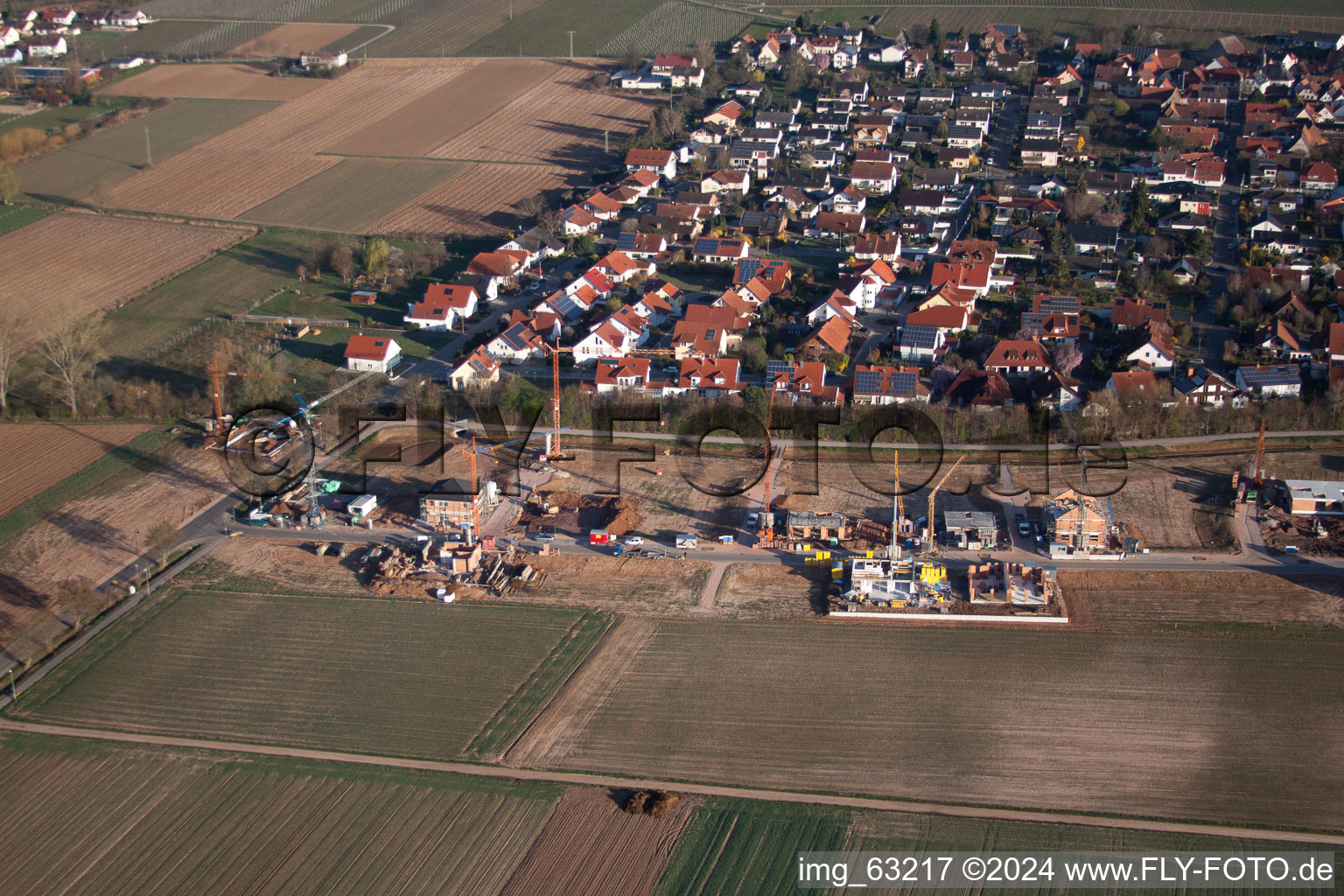 Vue aérienne de Nouvelle zone de développement Am Steinsteg à Bornheim dans le département Rhénanie-Palatinat, Allemagne