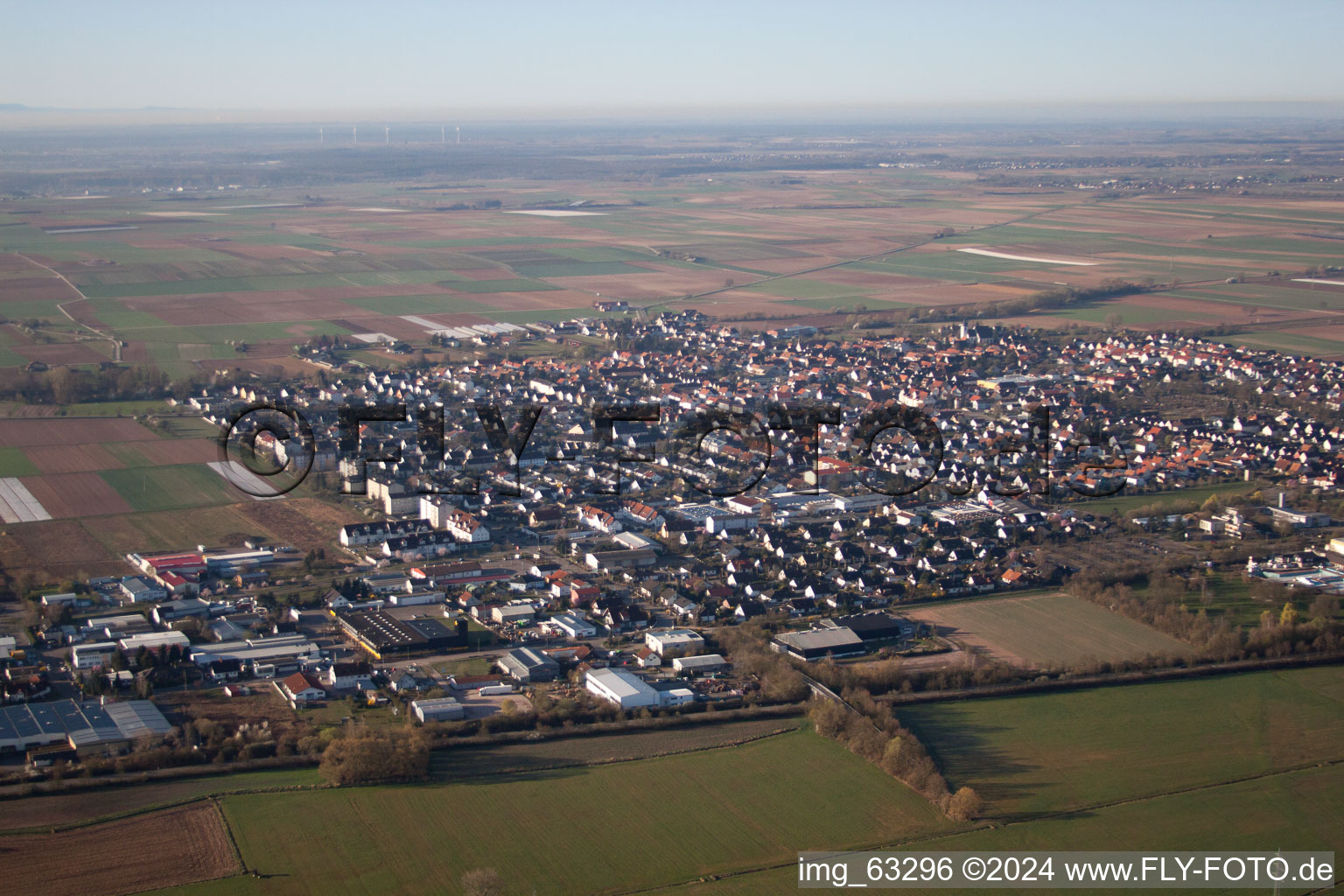 Photographie aérienne de Offenbach an der Queich dans le département Rhénanie-Palatinat, Allemagne