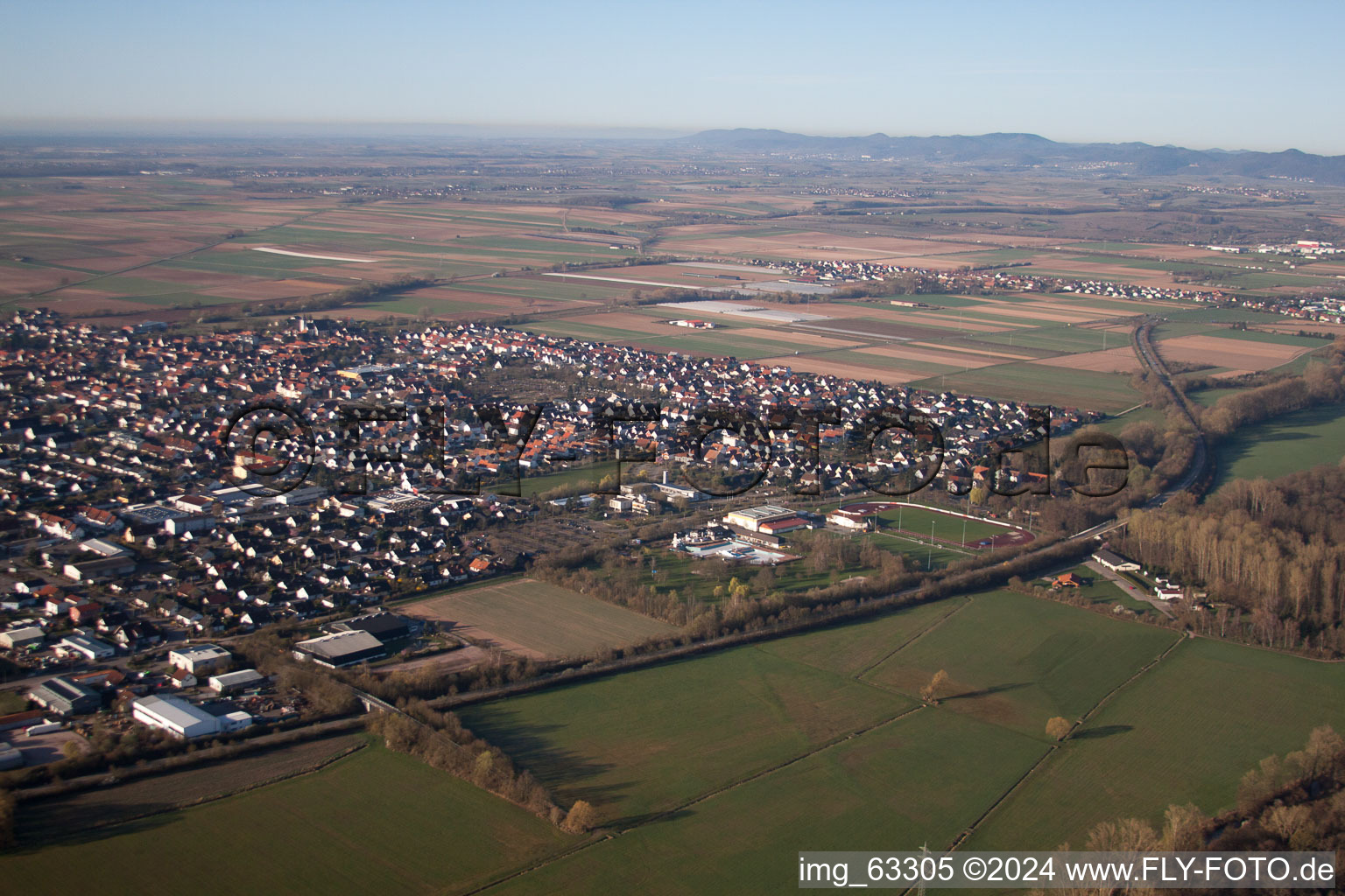 Vue aérienne de Quartier Offenbach in Offenbach an der Queich dans le département Rhénanie-Palatinat, Allemagne