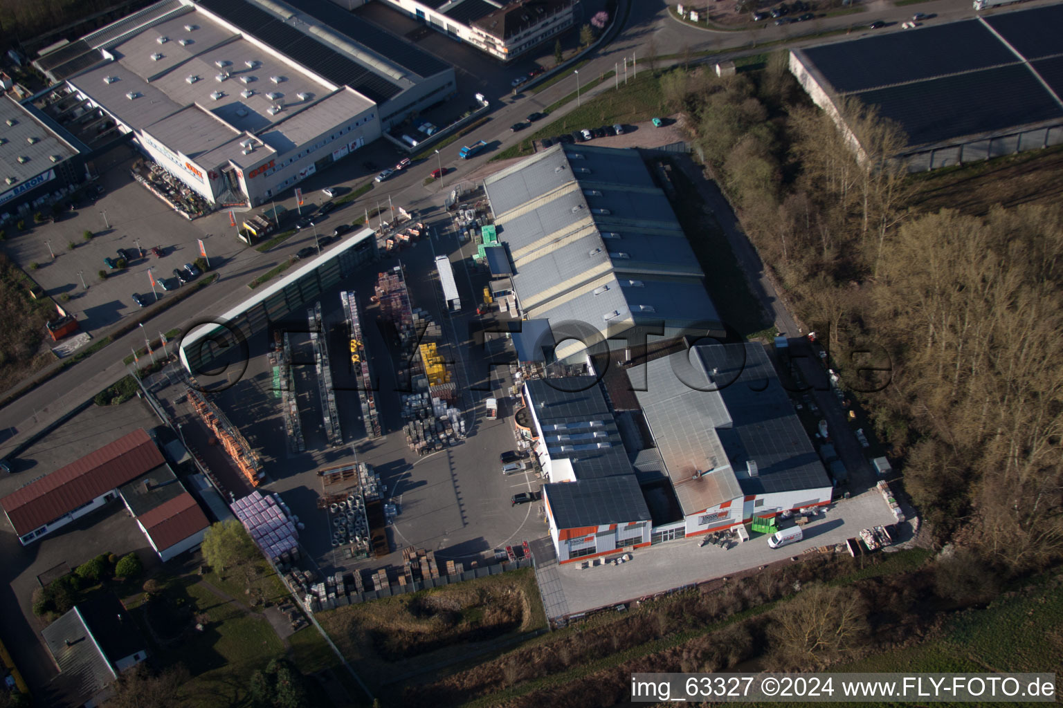 Zone industrielle de Horst à le quartier Minderslachen in Kandel dans le département Rhénanie-Palatinat, Allemagne depuis l'avion