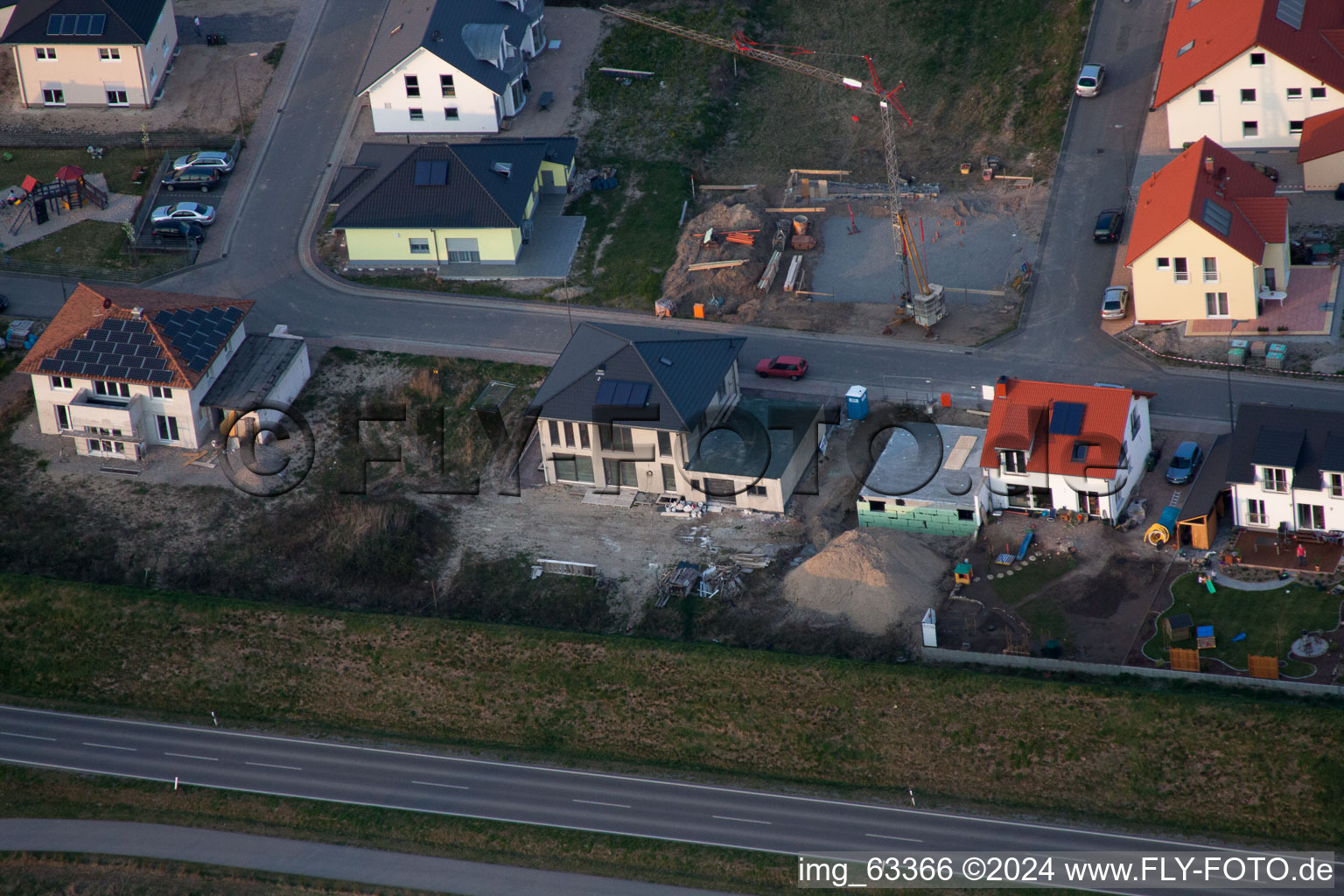 Jockgrim dans le département Rhénanie-Palatinat, Allemagne vue du ciel