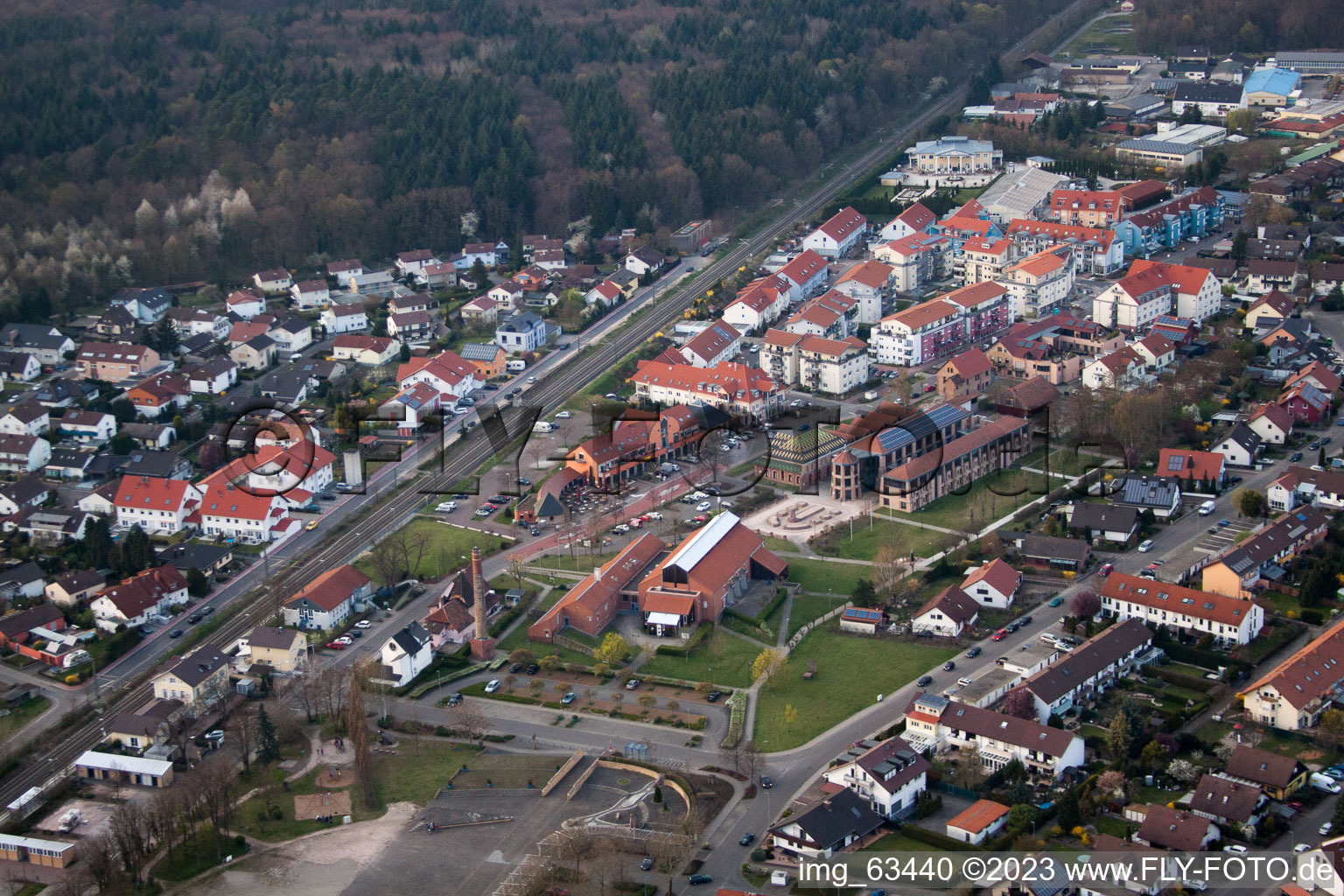 Vue aérienne de Jockgrim dans le département Rhénanie-Palatinat, Allemagne