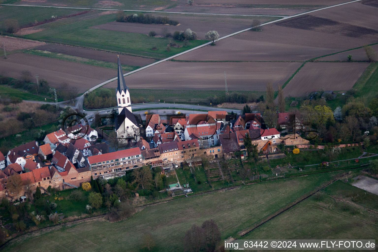 Vue oblique de Jockgrim dans le département Rhénanie-Palatinat, Allemagne