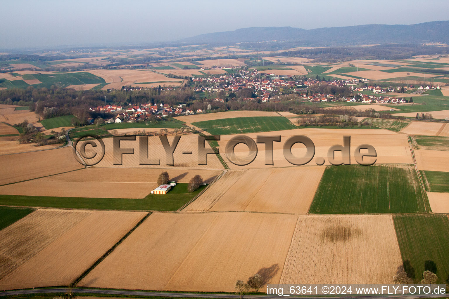 Riedseltz dans le département Bas Rhin, France vu d'un drone