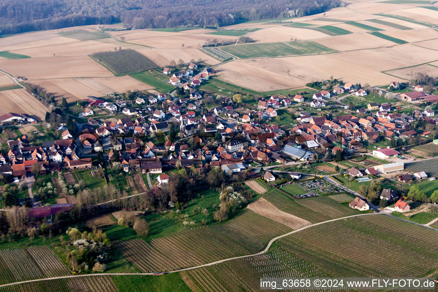 Photographie aérienne de Champs agricoles et surfaces utilisables à Steinseltz dans le département Bas Rhin, France