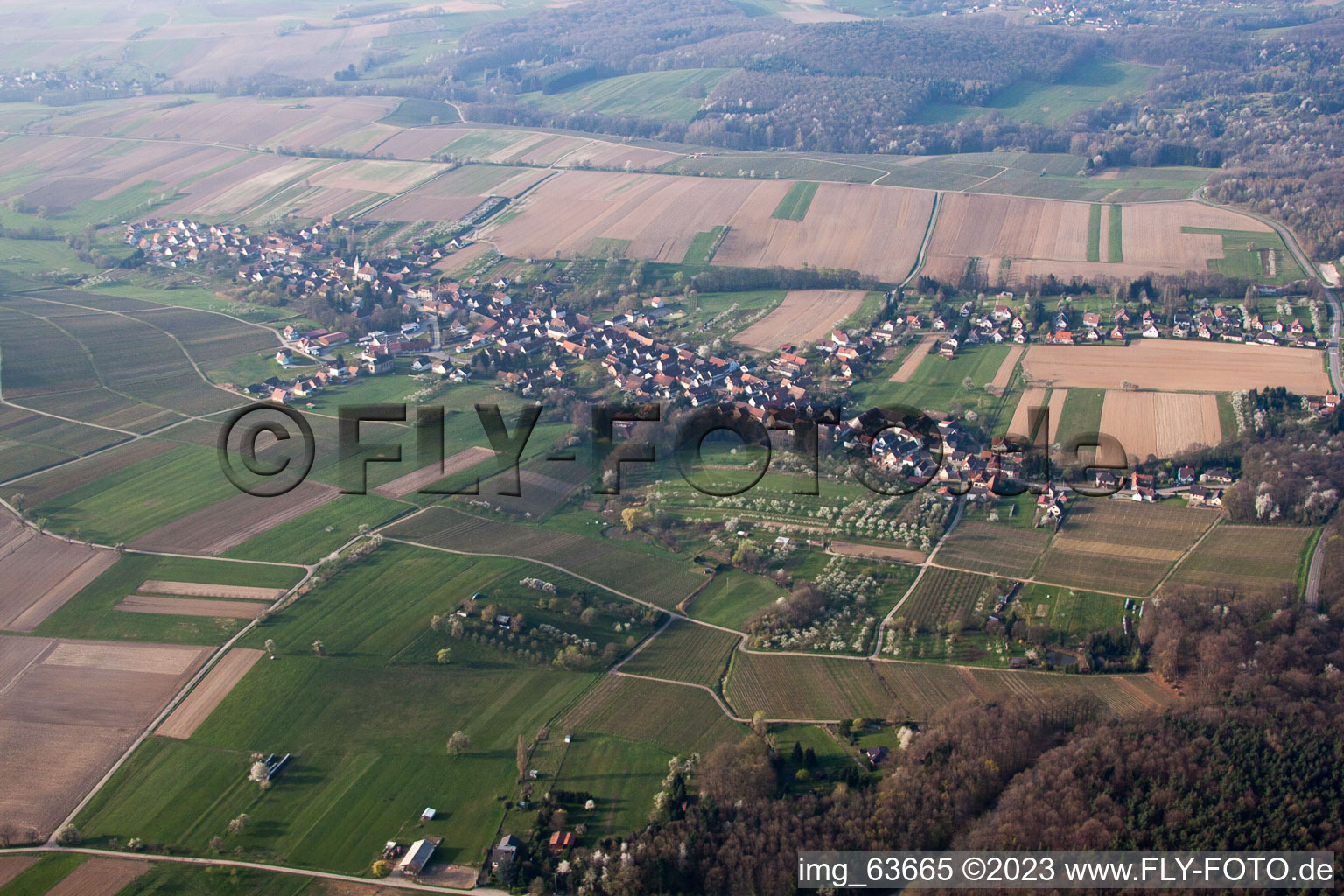 Cleebourg dans le département Bas Rhin, France vu d'un drone