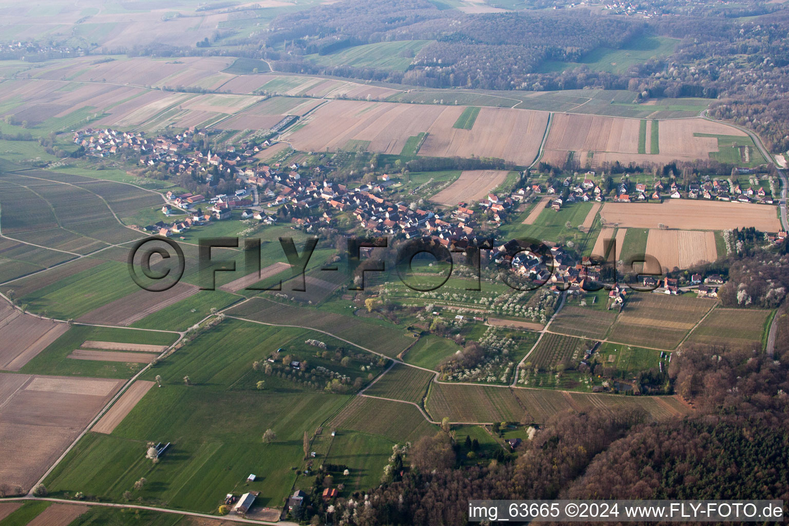 Vue oblique de Cleebourg dans le département Bas Rhin, France