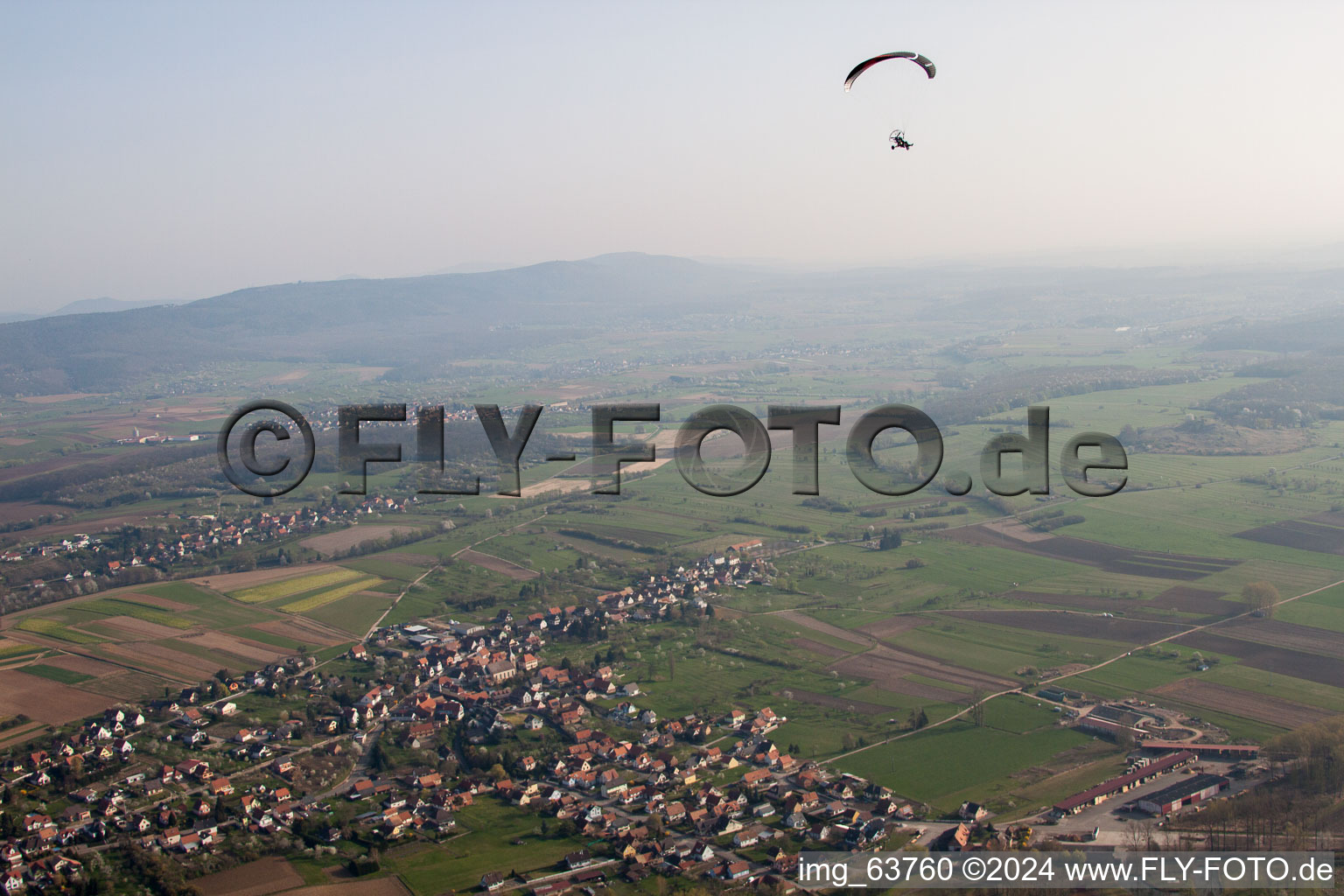 Gunstett dans le département Bas Rhin, France d'en haut