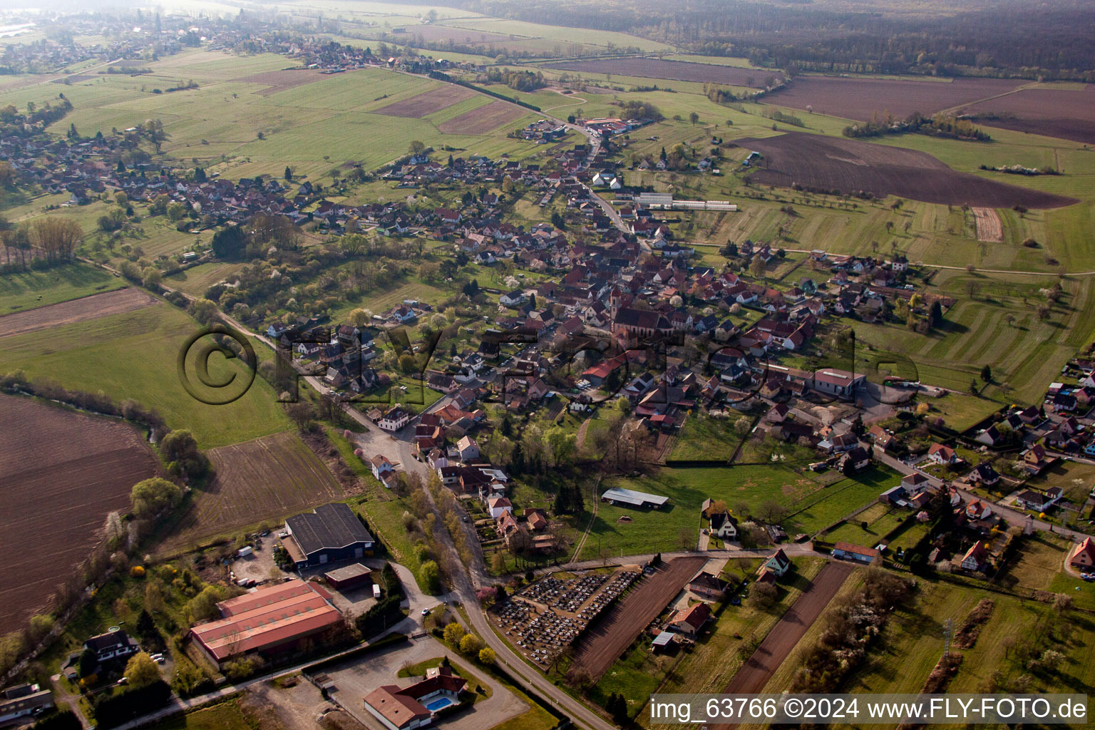 Vue oblique de Durrenbach dans le département Bas Rhin, France