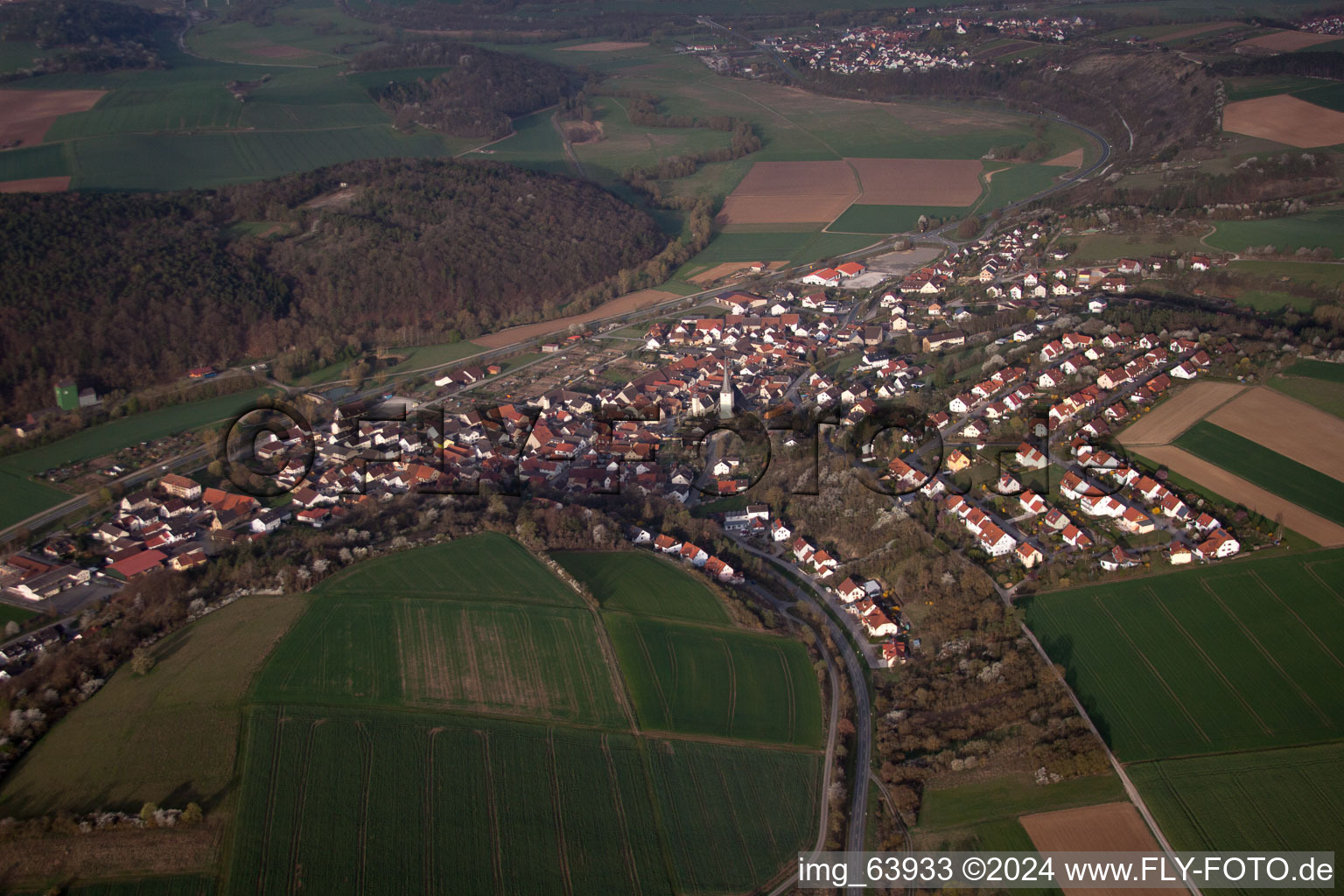 Vue aérienne de Hollstadt dans le département Bavière, Allemagne