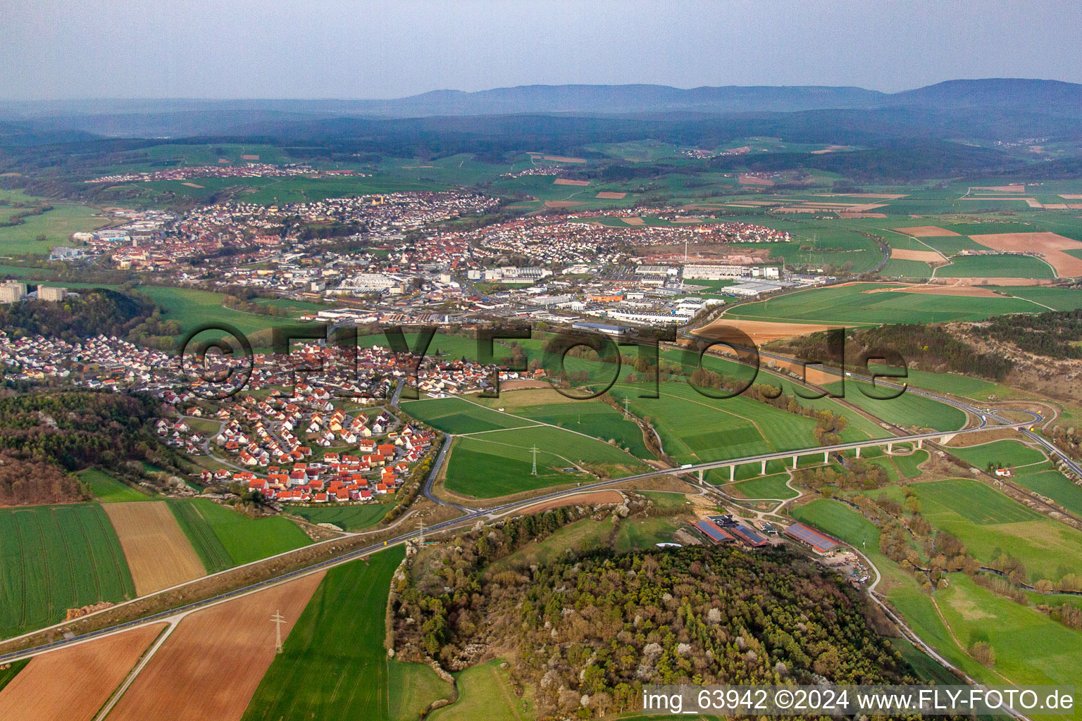 Vue aérienne de Quartier Herschfeld in Bad Neustadt an der Saale dans le département Bavière, Allemagne