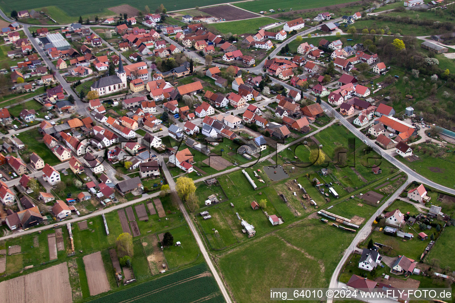 Vue aérienne de Quartier de Queienfeld à Grabfeld dans le département Thuringe, Allemagne