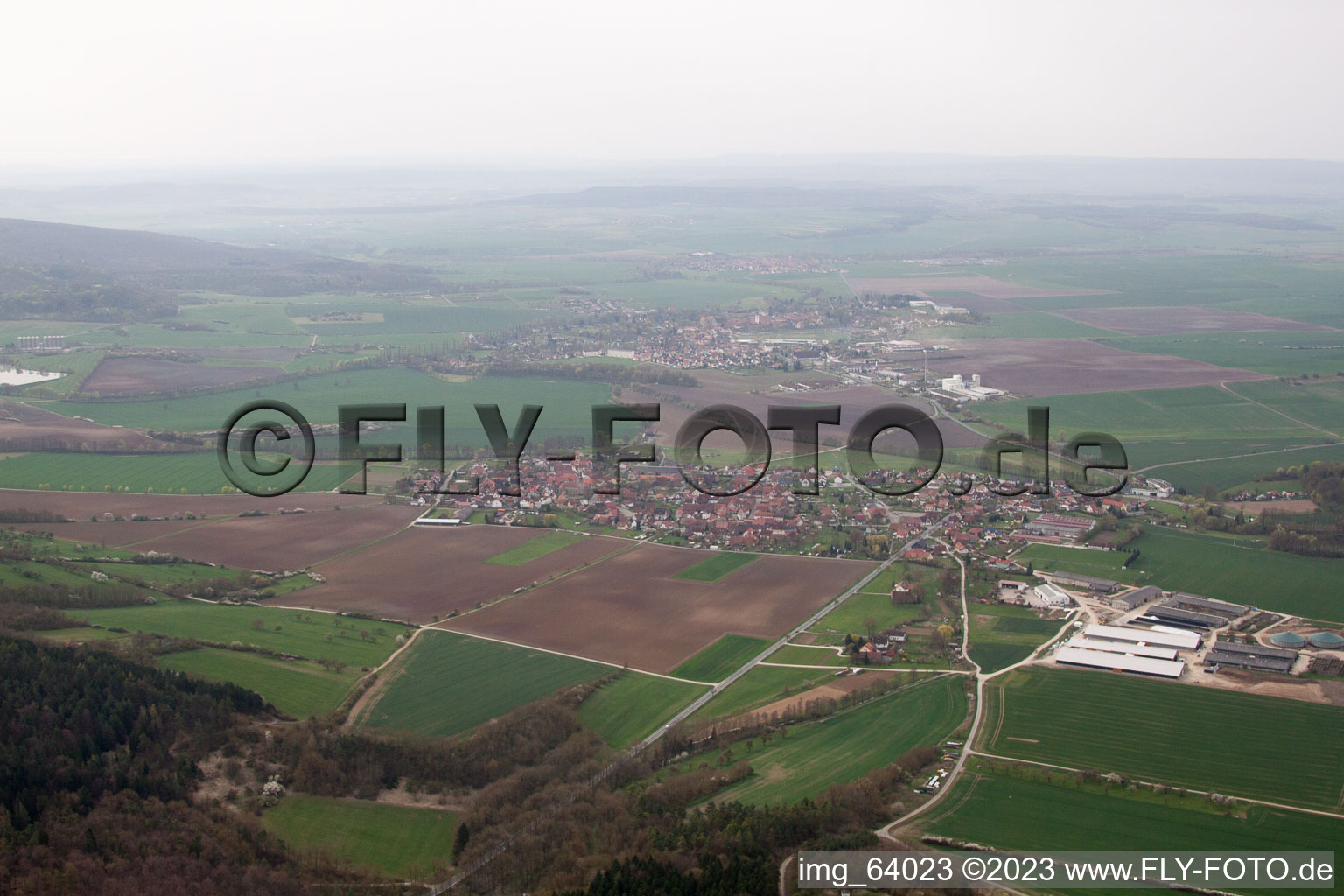 Vue aérienne de Obendorf dans le département Thuringe, Allemagne