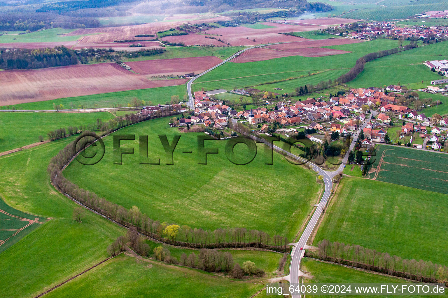 Vue aérienne de Simmershausen dans le département Thuringe, Allemagne