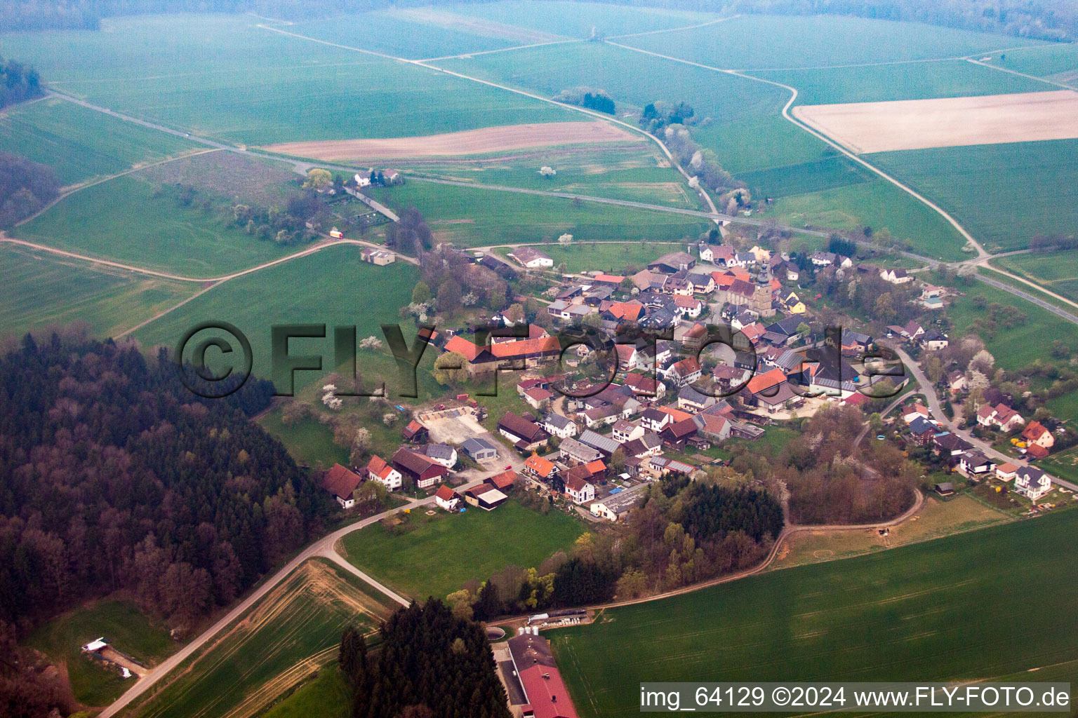 Vue aérienne de Watzendorf dans le département Bavière, Allemagne