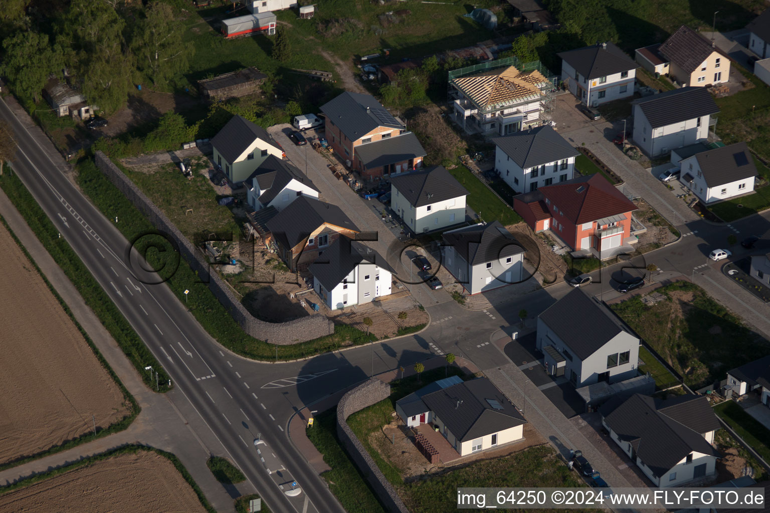 Photographie aérienne de Nouvelle zone de développement à l'est à Minfeld dans le département Rhénanie-Palatinat, Allemagne