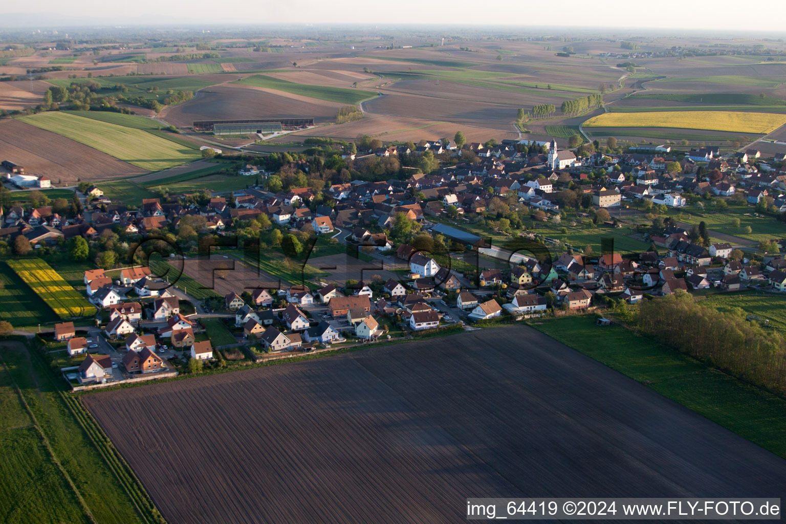 Niederlauterbach dans le département Bas Rhin, France vu d'un drone