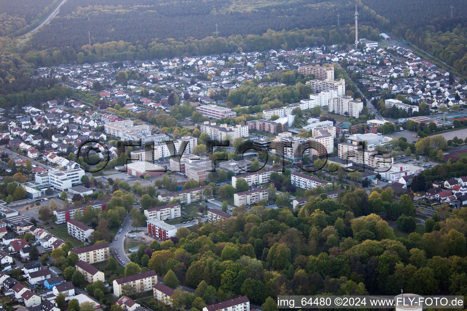 Photographie aérienne de Wörth am Rhein dans le département Rhénanie-Palatinat, Allemagne