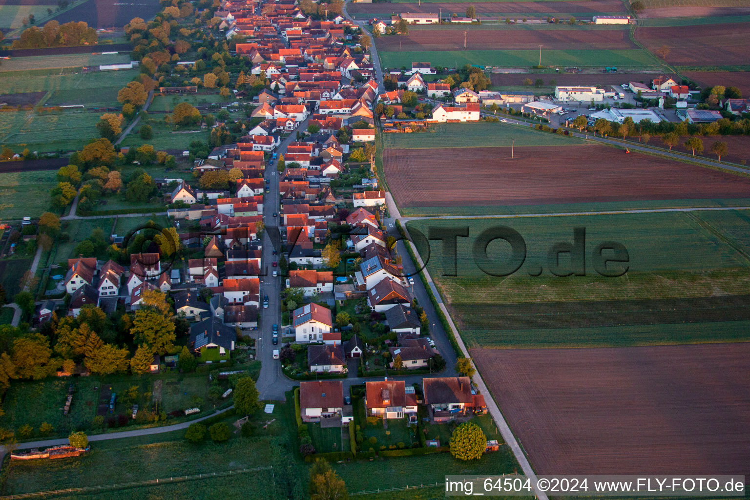 Freckenfeld dans le département Rhénanie-Palatinat, Allemagne vu d'un drone