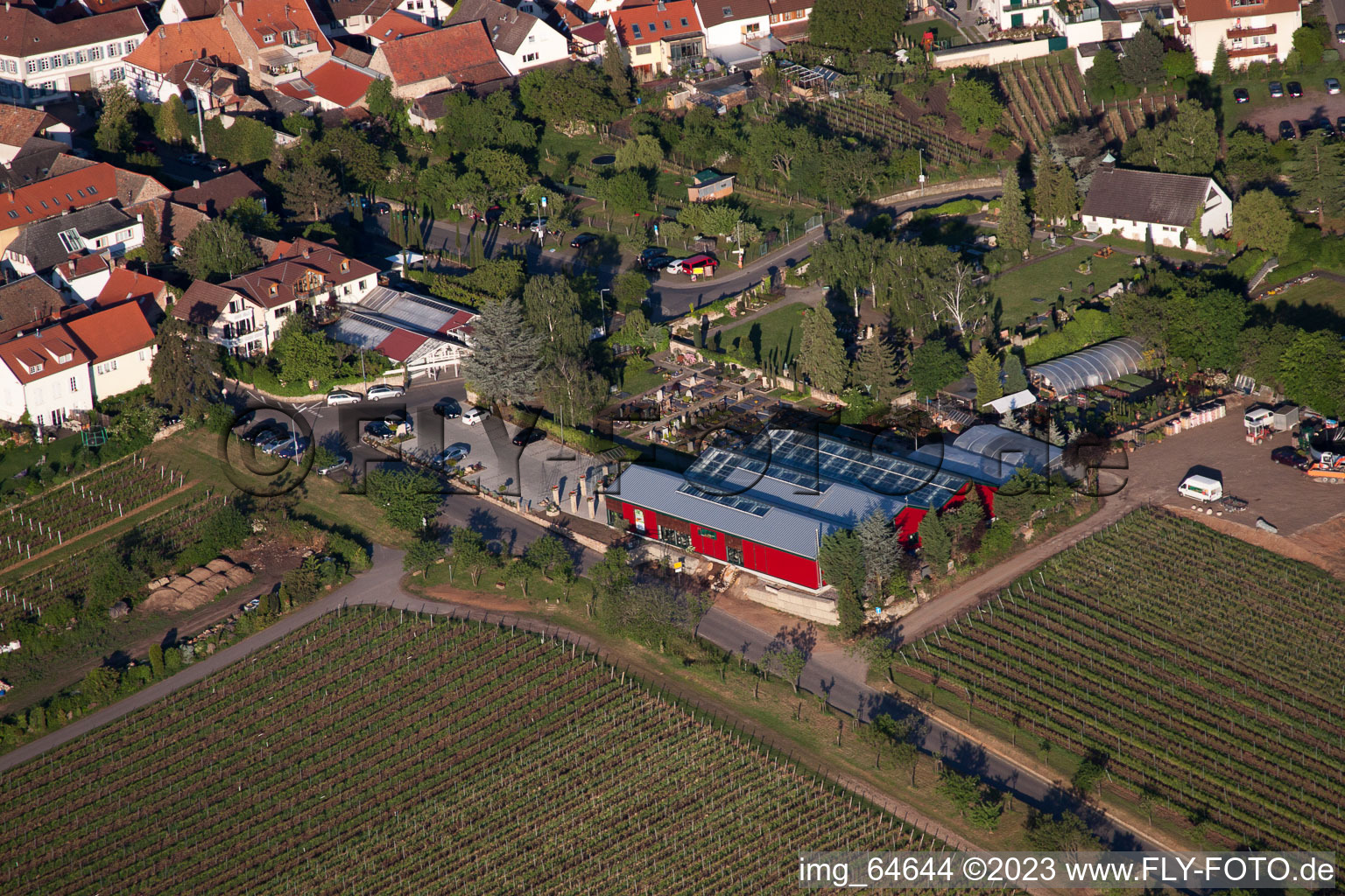 Vue oblique de Fleurs Schupp à le quartier Gimmeldingen in Neustadt an der Weinstraße dans le département Rhénanie-Palatinat, Allemagne