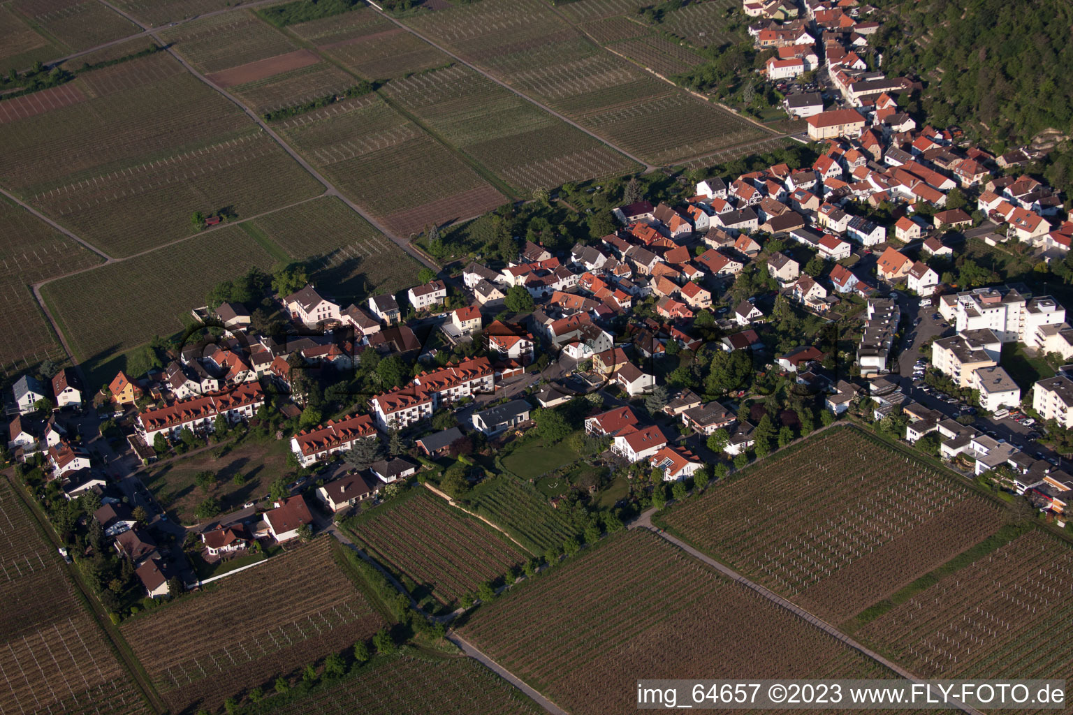 Vue aérienne de Au Herzel à le quartier Haardt in Neustadt an der Weinstraße dans le département Rhénanie-Palatinat, Allemagne