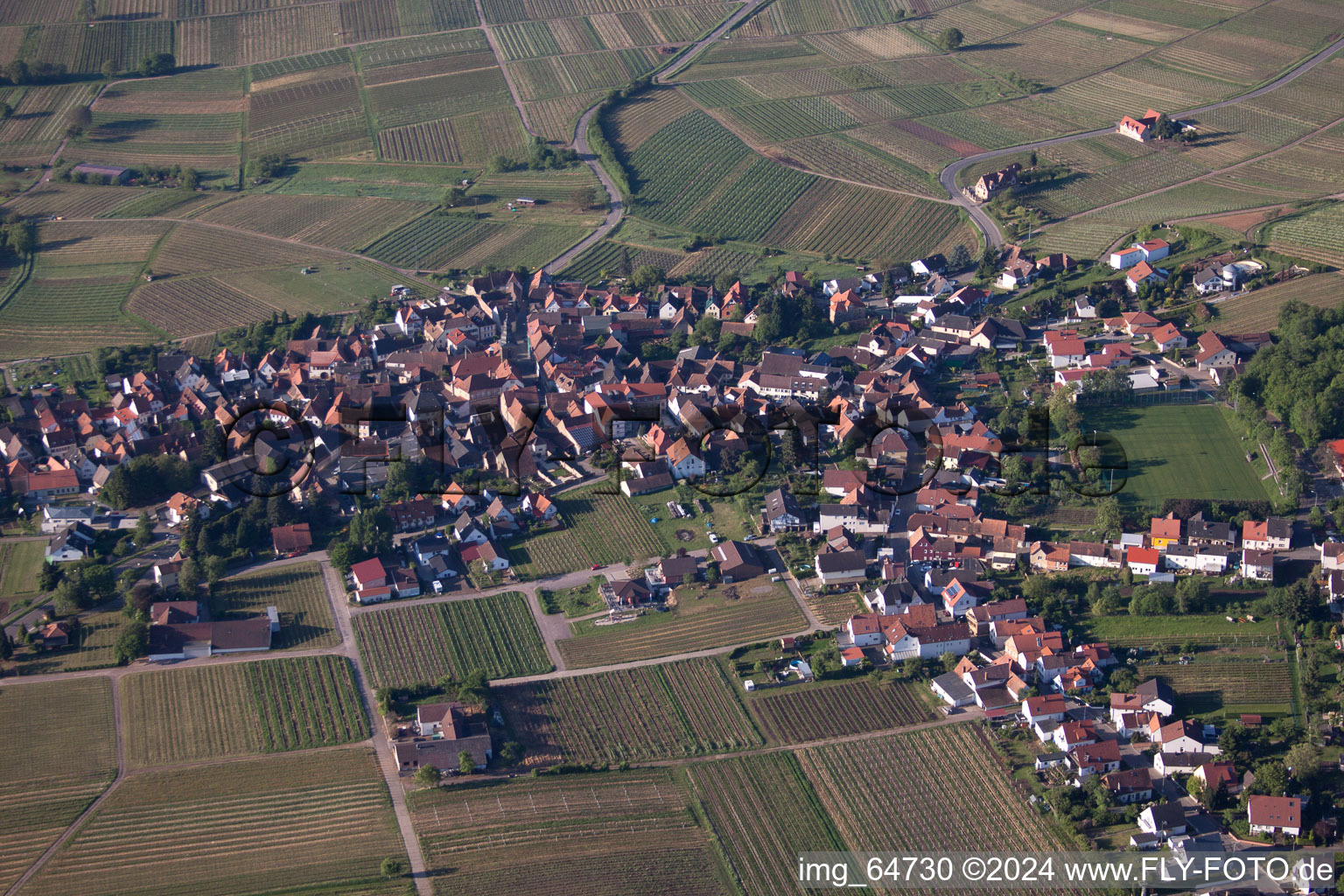 Vue d'oiseau de Gleisweiler dans le département Rhénanie-Palatinat, Allemagne