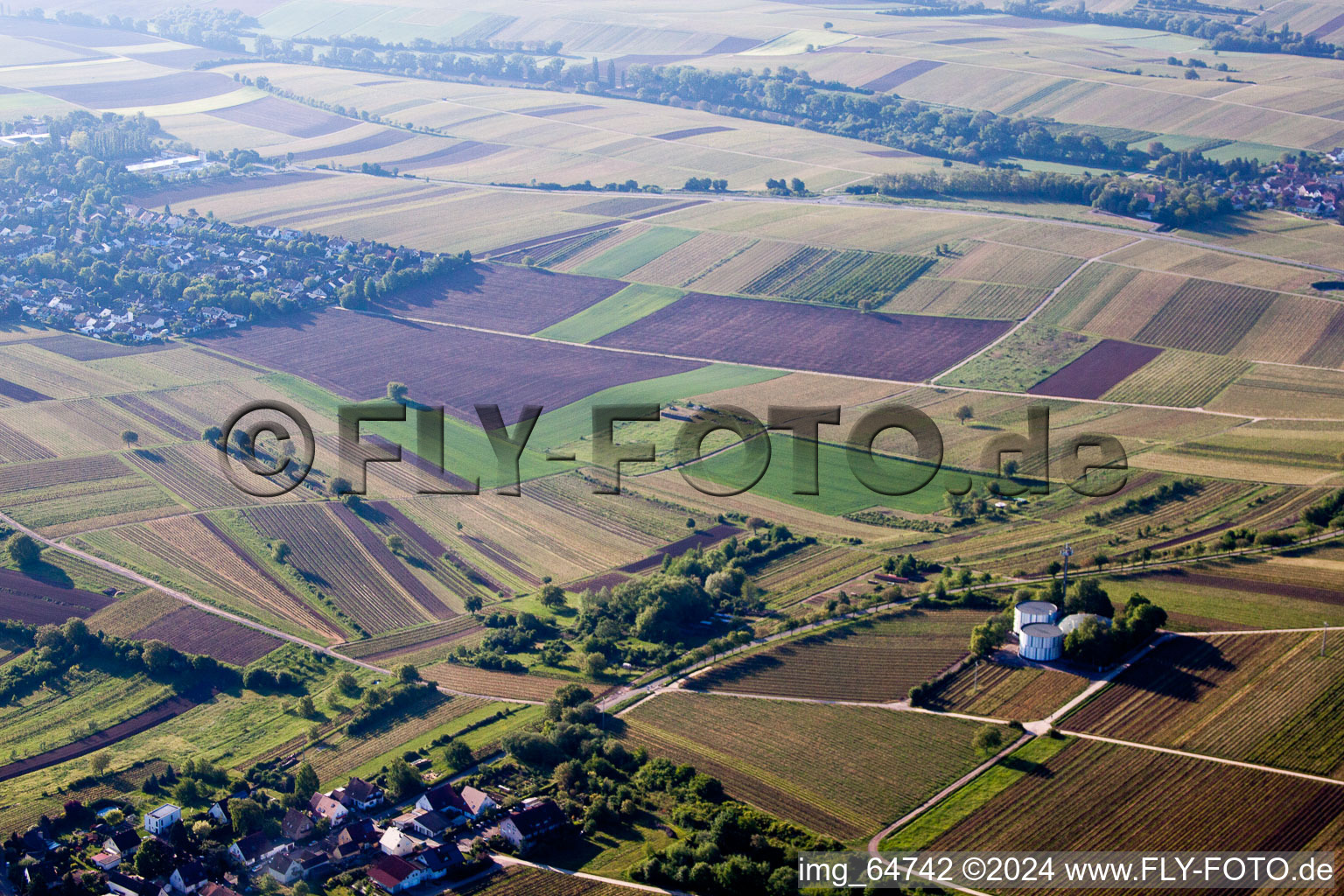 Vue oblique de Châteaux d'eau/réservoirs à le quartier Arzheim in Landau in der Pfalz dans le département Rhénanie-Palatinat, Allemagne