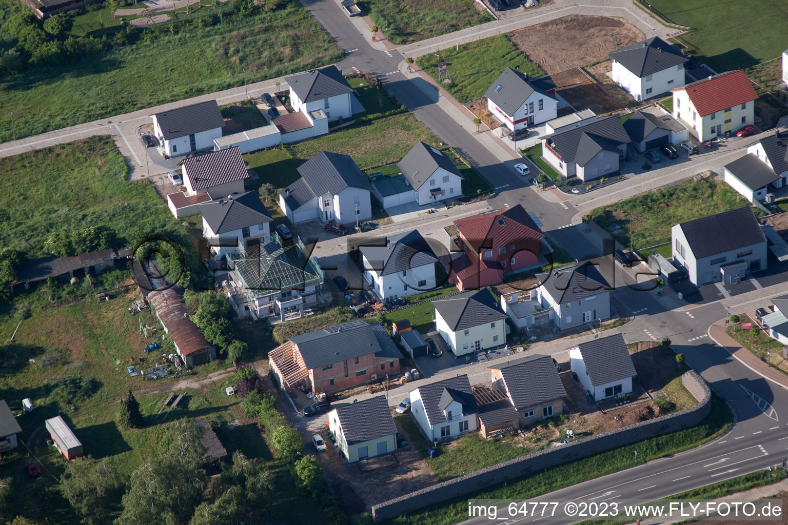 Photographie aérienne de Nouvelle zone de développement à l'est à Minfeld dans le département Rhénanie-Palatinat, Allemagne