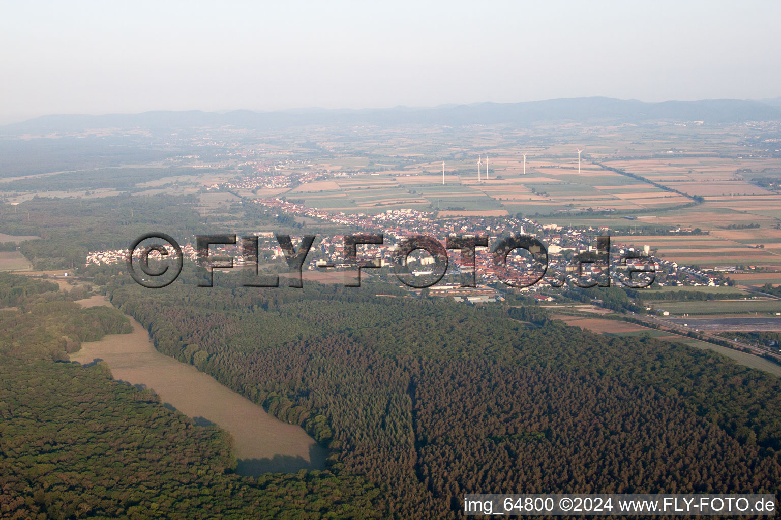 Vue oblique de De l'est à Kandel dans le département Rhénanie-Palatinat, Allemagne