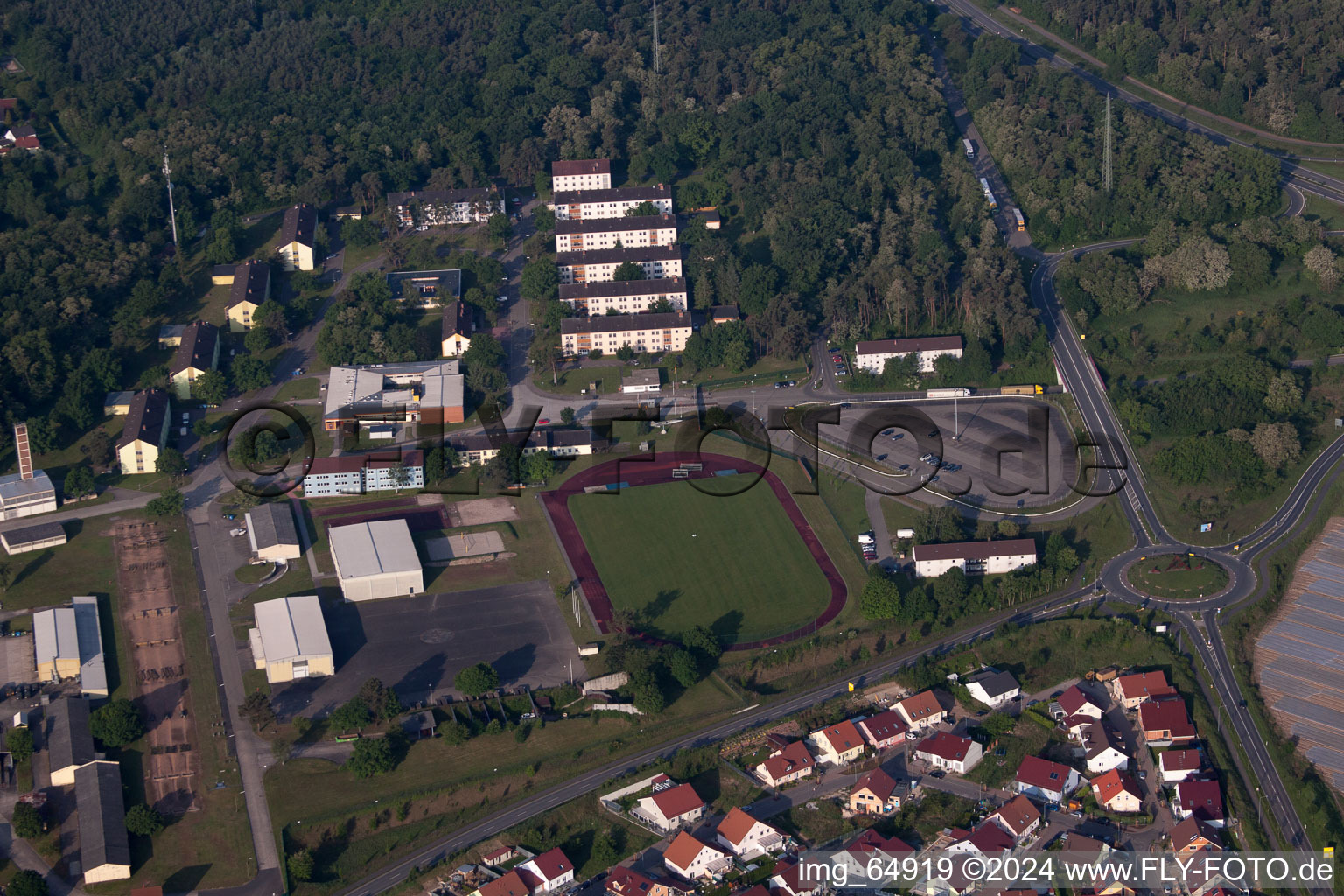 Vue oblique de Germersheim dans le département Rhénanie-Palatinat, Allemagne