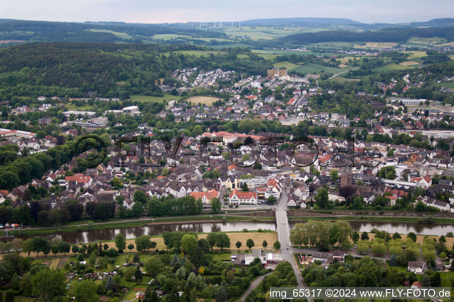 Photographie aérienne de Höxter dans le département Rhénanie du Nord-Westphalie, Allemagne