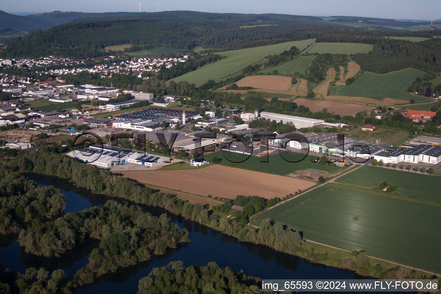 Vue aérienne de Beverungen dans le département Rhénanie du Nord-Westphalie, Allemagne