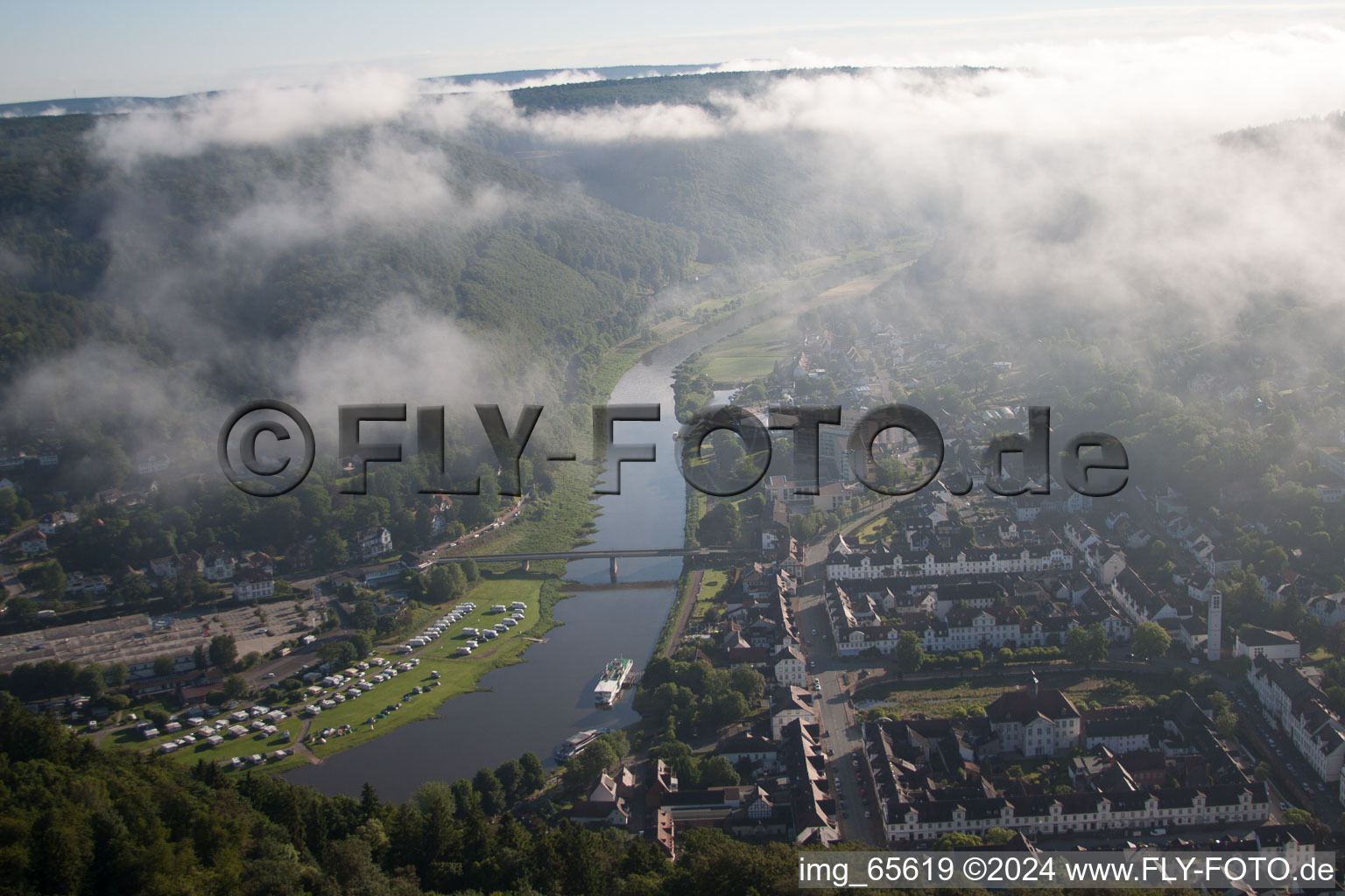 Image drone de Bad Karlshafen dans le département Hesse, Allemagne