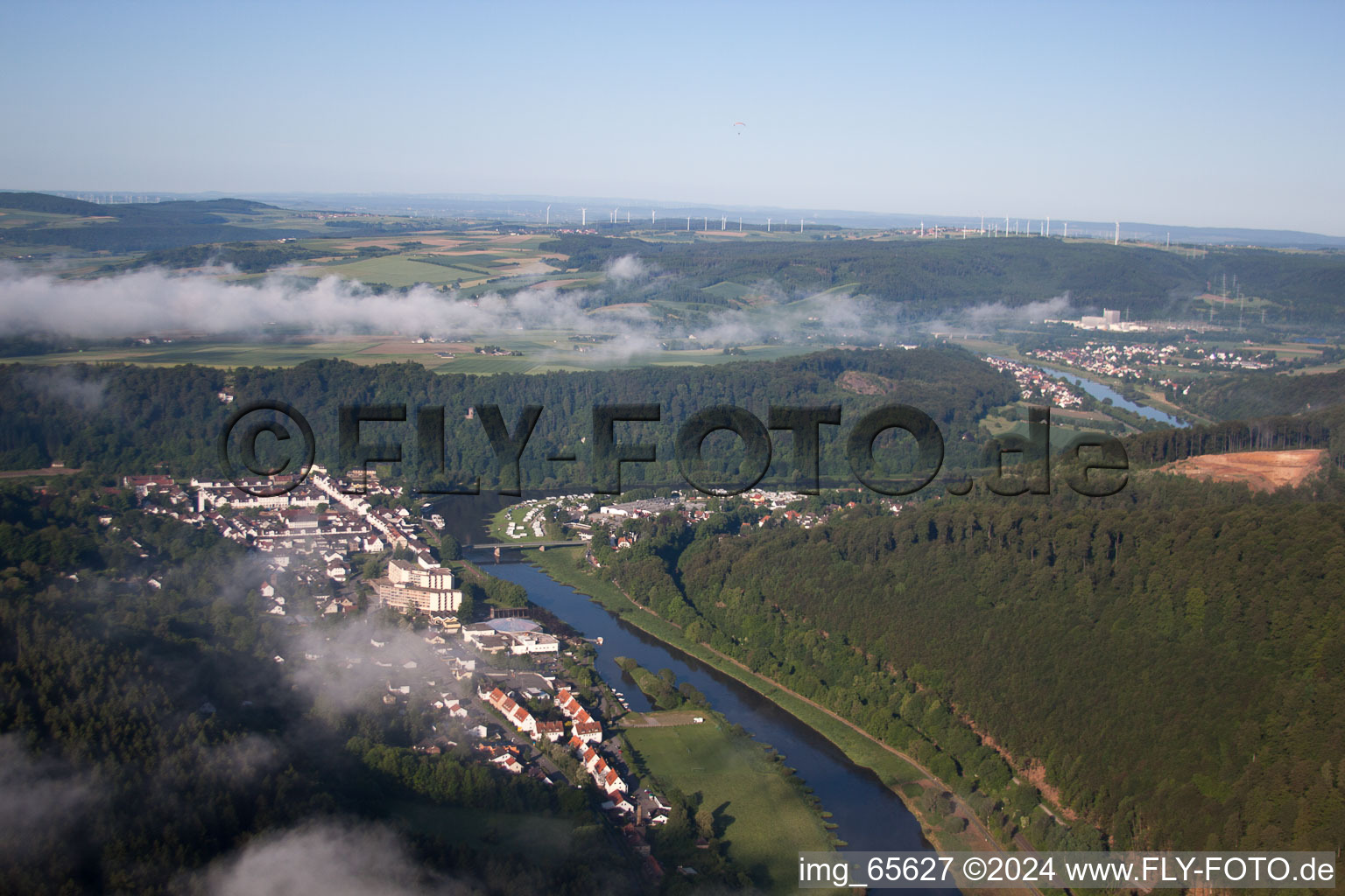 Photographie aérienne de Bad Karlshafen dans le département Hesse, Allemagne