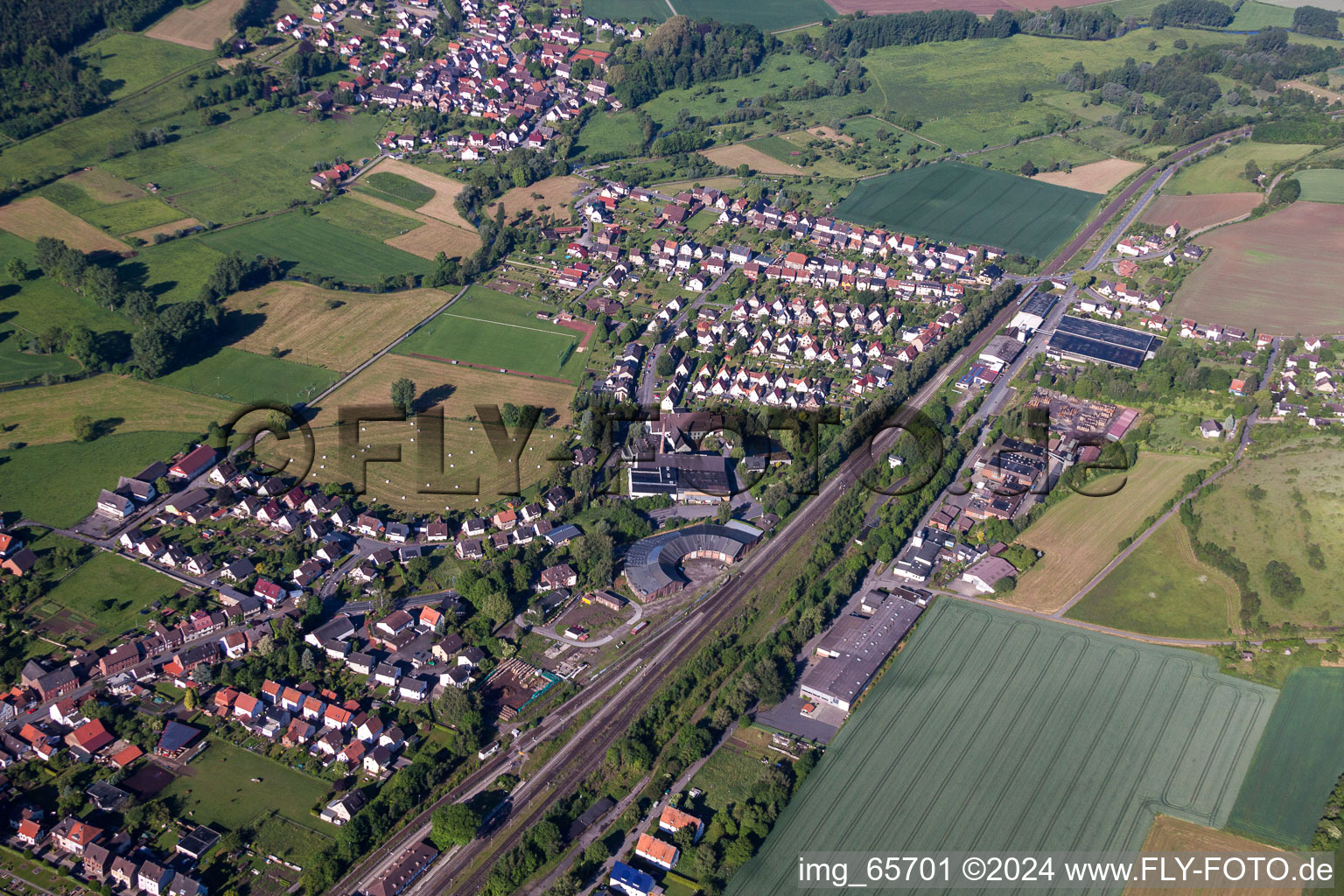Photographie aérienne de Dépôt ferroviaire dans le quartier Ottbergen à Höxter à Ottbergen dans le département Rhénanie du Nord-Westphalie, Allemagne
